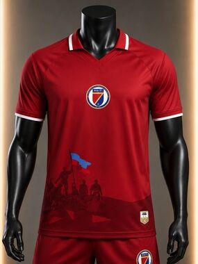 🇭🇹 Haiti Soccer Jersey Red Football Shirt SAETA Adult Size S